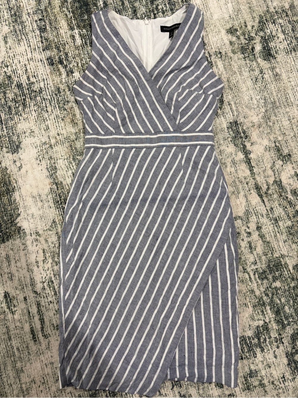 Banana Republic Striped Linen Blend Sheath Dress Women’s 0P Petite Gray White